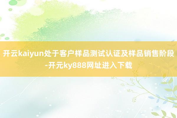 开云kaiyun处于客户样品测试认证及样品销售阶段-开元ky888网址进入下载