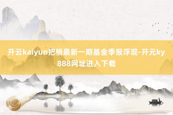 开云kaiyun把柄最新一期基金季报浮现-开元ky888网址进入下载